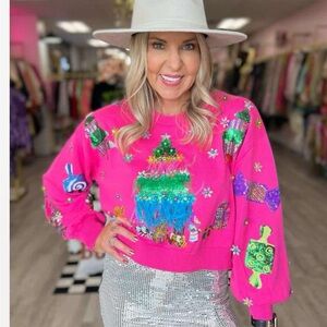 Queen of Sparkles Feather Tree & Candy Sweater